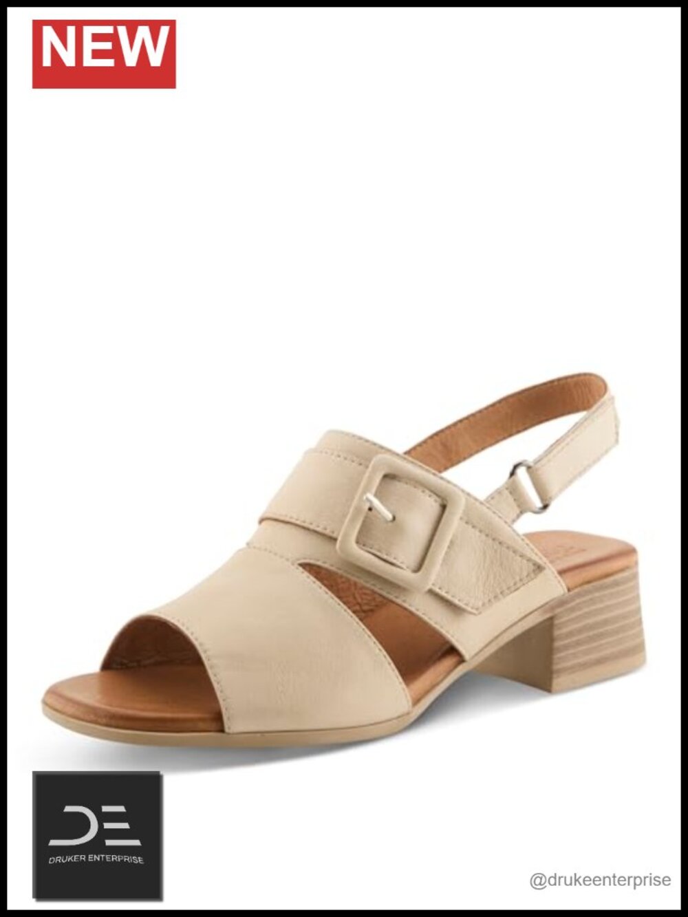 Women's Leather Sandals with Oversized Buckle